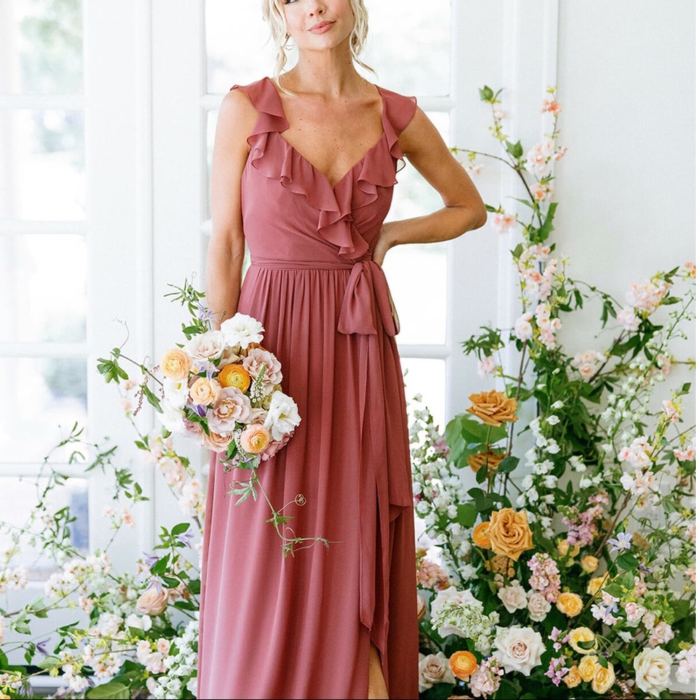 Revelry chiffon dress size 0 in antique blush